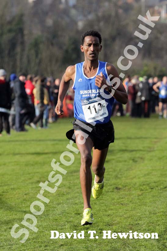 Weynay Ghebresilasie (Sunderland) during the 2013 Durham Cathedral Relays senior mens race.